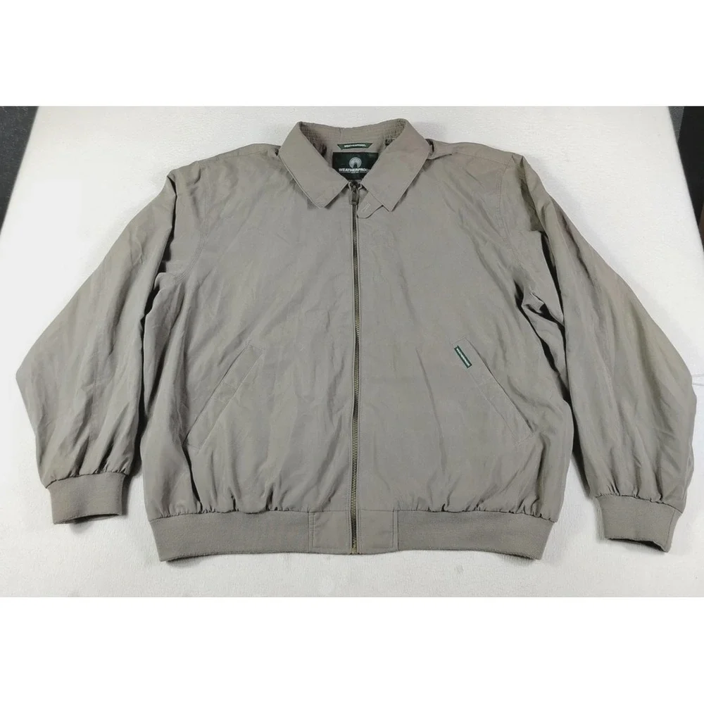 Weatherproof Jacket Mens 2XL Gray Microfiber Windbreaker Bomber Lined Outdoor